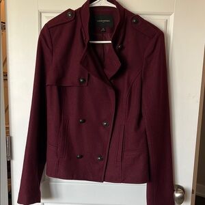 Banana Republic Red Pea Coat Double-Breasted Elegance
